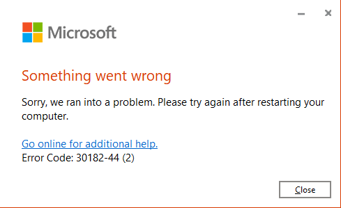 Cara Mengatasi error 30182-44 (2) ketika install Ms Visio, Project, dll.